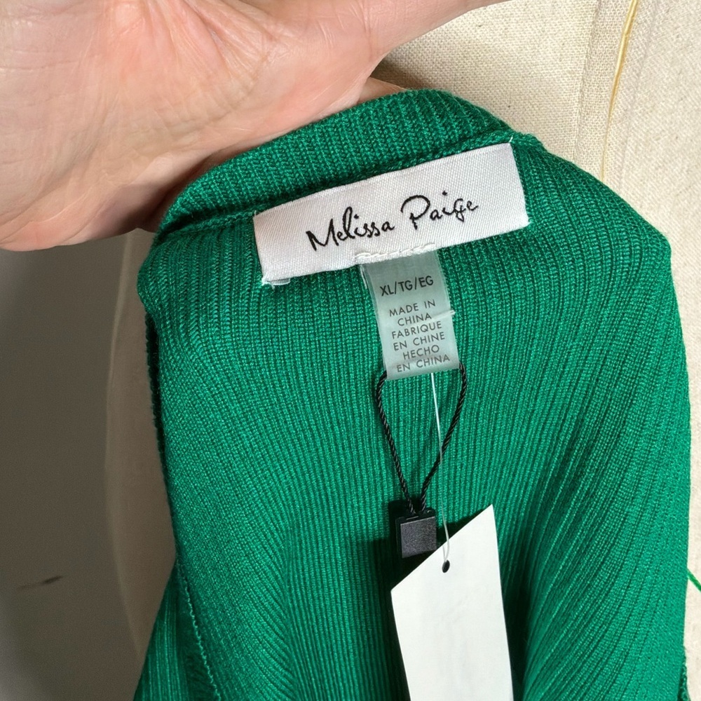 Melissa Paige Pepper Green Ribbed Crewneck Short Sleeve Relaxed Fit Sweater - Picture 5 of 7